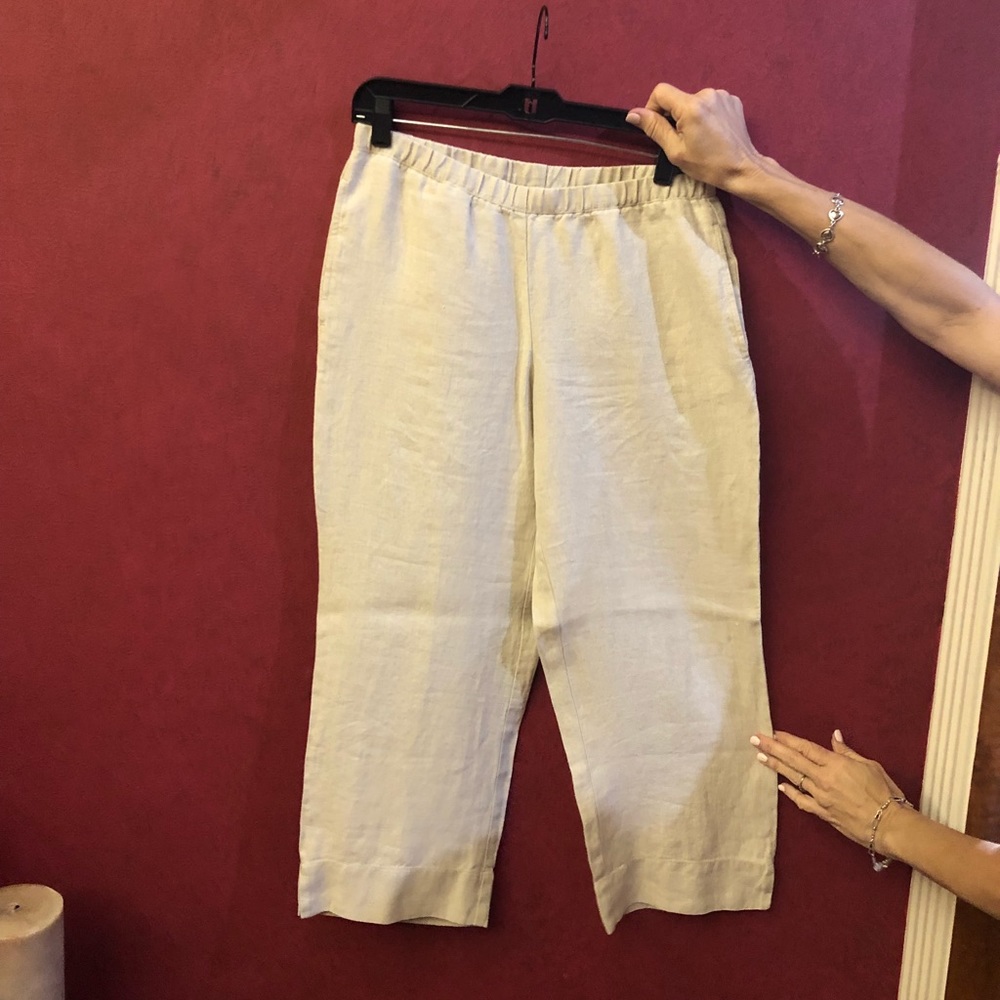 Linen wide leg capris